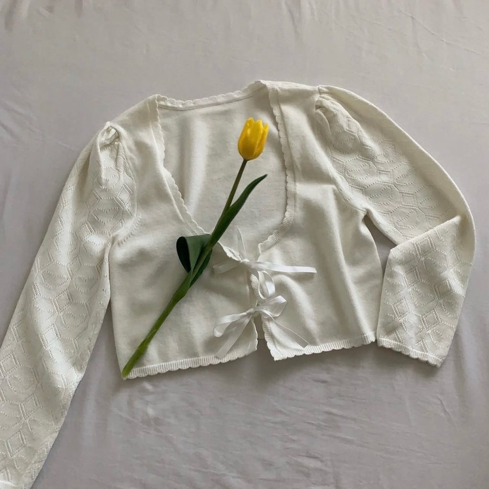 For Love And Lemons White Knit Cardigan